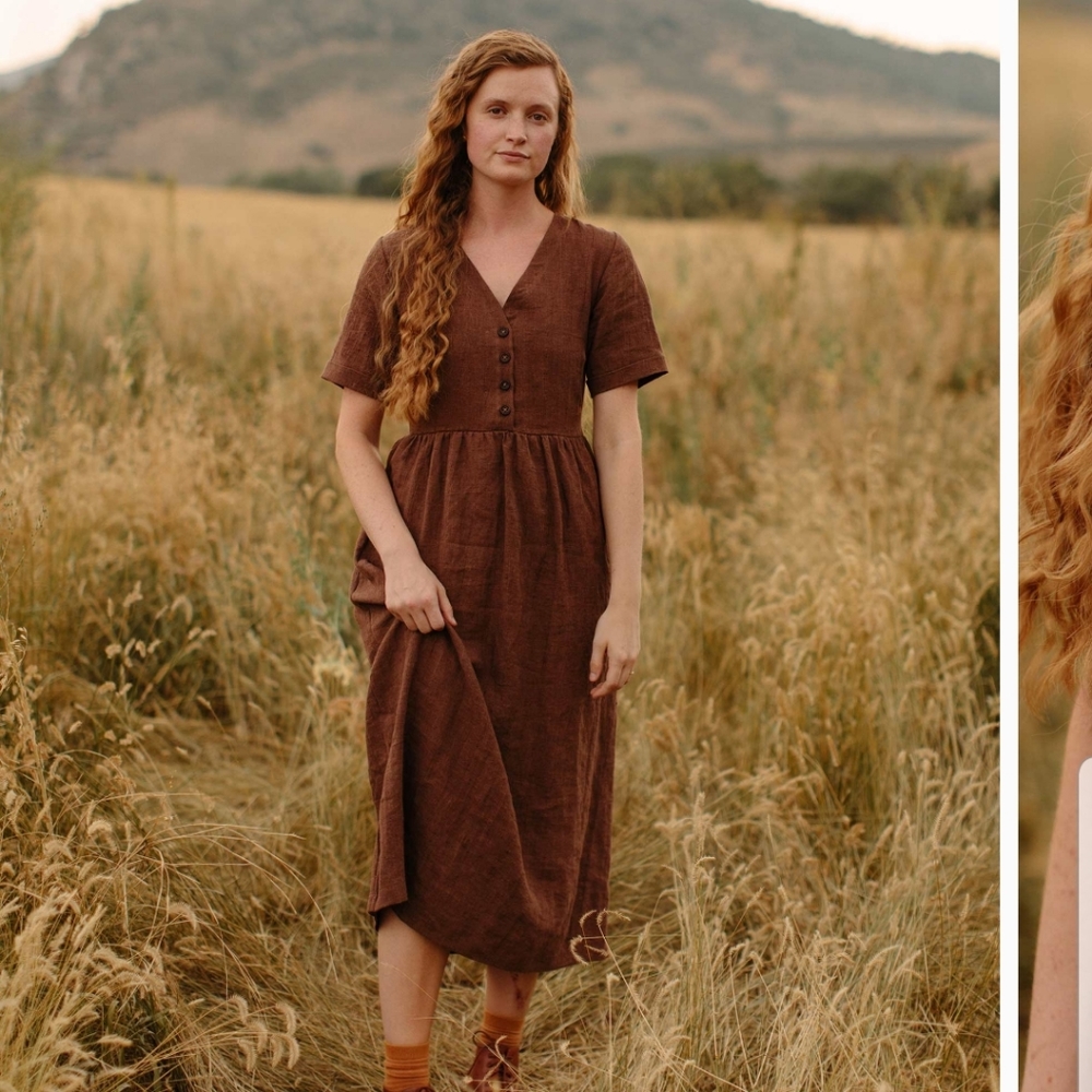 NWT Pyne & Smith Model No. 31 Linen Dress in Nutmeg